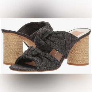 DOLCE VITA Jene Knotted Fabric Sandals Slides Ash Gray Black 7.5